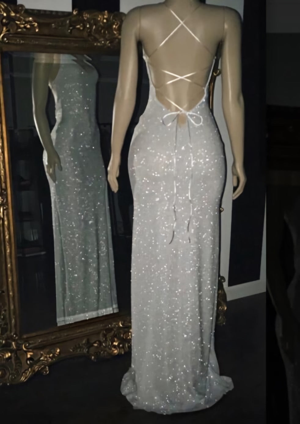 Prom Dresses 2034 Long, 2024 Silver Halter Sequins Prom Dresses