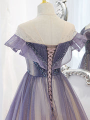 Formal Dress Gown, Purple Tulle Long Prom Dress, Purple Evening Dress