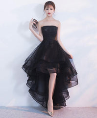 Evening Dresses Formal, Black Tulle Lace Short Prom Dress, Black Tulle Homecoming Dress, 1