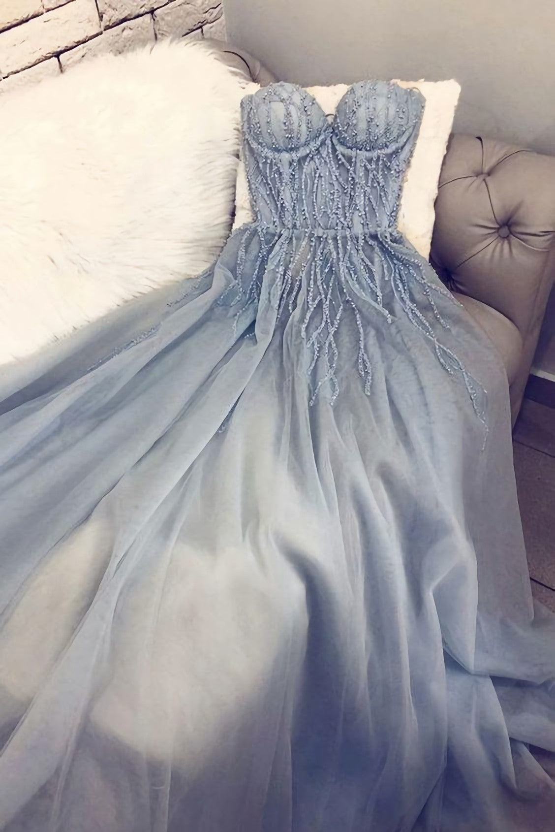 Prom Dresses Prom Dress, Blue Sweetheart Tulle Long Prom Dress, Blue Tulle Formal Dress, 2589