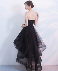 Evening Dress Formal, Black Tulle Lace Short Prom Dress, Black Tulle Homecoming Dress, 1