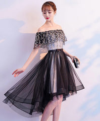 Evening Dresses For Party, Black Tulle Lace Short Prom Dress, Black Tulle Homecoming Dress