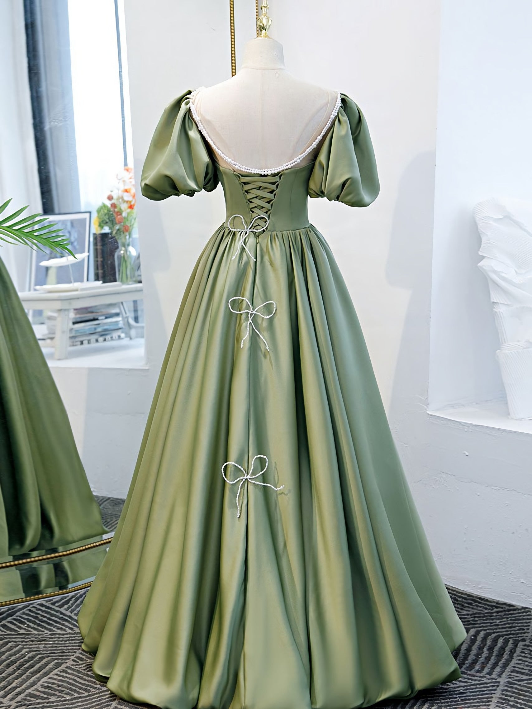 Prom Dresses 2018, Simple Green Satin Long Prom Dress, Green Evening Dress