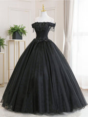 Prom Dress Purple, Black tulle lace long black tulle lace prom dresses