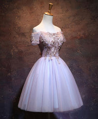 Prom Dress Shops Near Me, Cute Lace Applique Tulle Short Prom Dress, Homecoming Dress