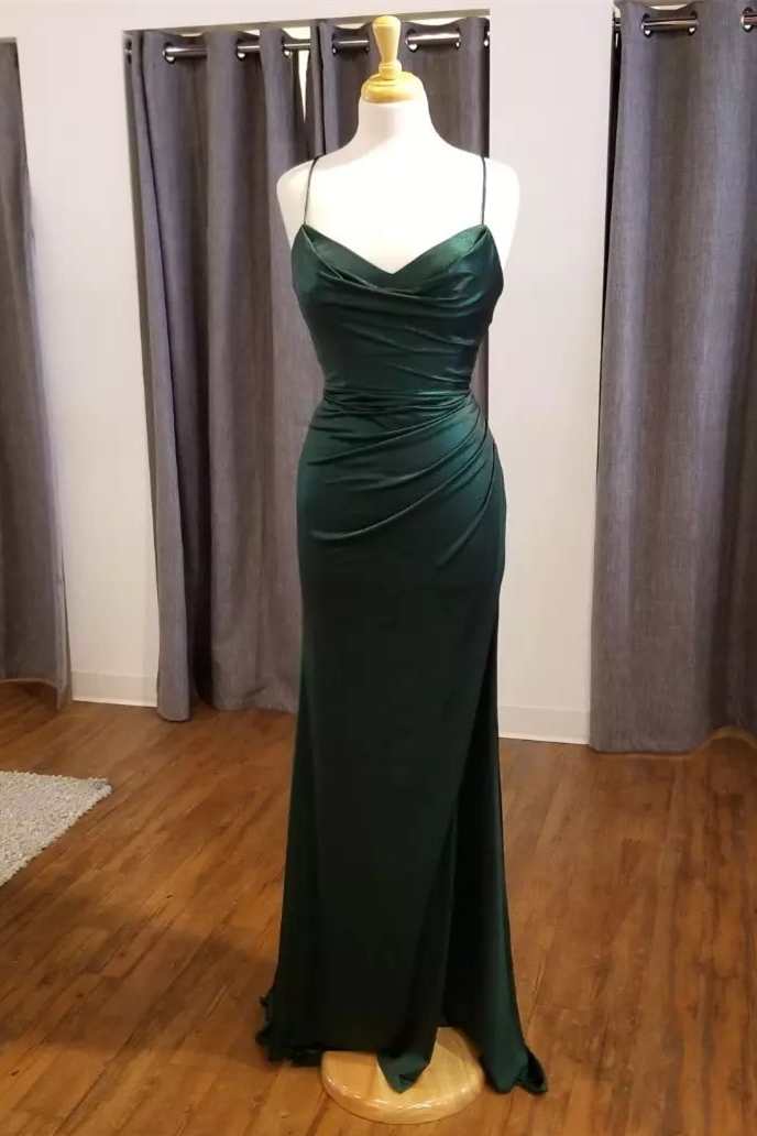 Prom Dresses Under 115, Hunter Green V-Neck Mermaid Long Formal Dress