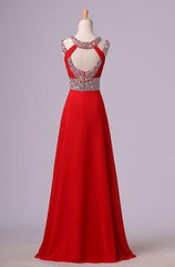Sage Green Bridesmaid Dress, 2024 Gorgeous Red Beading Open Back Chiffon Prom Dresses