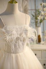 Bridesmaid Dress Blush Pink, Chic Sleeveless Spaghetti Straps Tulle Princess Homecoming Dresses