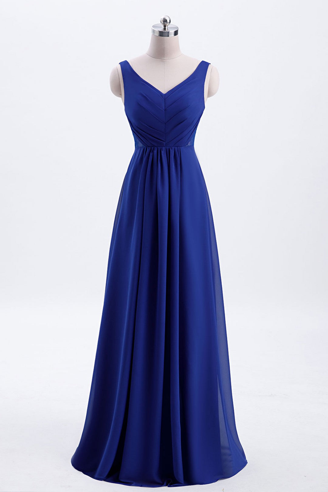 Bridesmaid Dress Ideas, Royal Blue Pleated A-line Chiffon Long Bridesmaid Dress