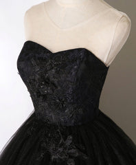 Evening Dress Classy, Black Sweetheart Neck Tulle Long Prom Dress, Black Evening Dress