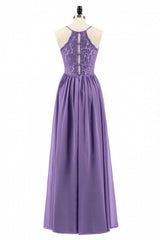Bridesmaids Dresses Mismatched Fall, Purple Spaghetti Straps A-Line Long Bridesmaid Dress