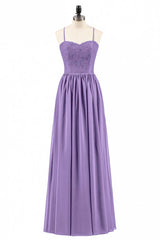 Bridesmaid Dresses Mismatched Fall, Purple Spaghetti Straps A-Line Long Bridesmaid Dress