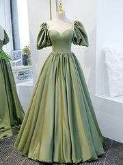 Prom Dresses Ball Gown, Simple Green Satin Long Prom Dress, Green Evening Dress