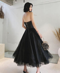 Evening Dresses Wholesale, Black Tulle Short Prom Dress, Black Evening Dress