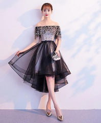 Evening Dress For Party, Black Tulle Lace Short Prom Dress, Black Tulle Homecoming Dress