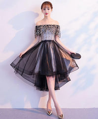 Evening Dress Stunning, Black Tulle Lace Short Prom Dress, Black Tulle Homecoming Dress