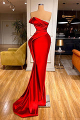 Bridesmaid Dresses Short, Sexy Red Mermaid Long Prom Dress With Beads Ruffles