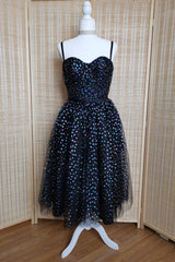 Formal Dresses Online, Black A-line Lace-Up Iridescent Prints Tulle Homecoming Dress