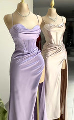 Lilac Long Prom Dresses Party Evening Gowns