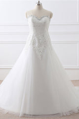 Wedding Dress Under 502, Sweetheart Long White Long Wedding Dress