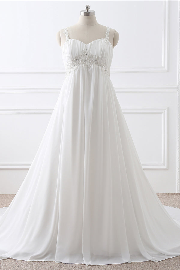 Wedding Dress Boho, Simple Empire White Chiffon Long Wedding Dress