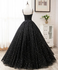 Evening Dress Princess, Black Sweetheart Tulle Long Prom Dress, Black Tulle Formal Dress