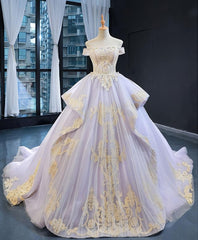 Prom Dresses Princess, Purple Tulle Lace Long Prom Gown Lace Tulle Long Evening Dress