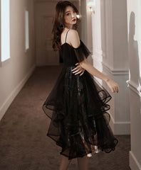 Evening Dresses Simple, Black Tulle Short Prom Dress, Black Homecoming Dress