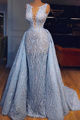 Bridesmaid Dresses Affordable, Elegant Blue Lace Sleeveless Deep V Neck Prom Dresses Party Dresses