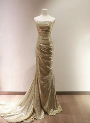 Sequins Mermaid Scoop Long Evening Dress, Long Prom Dress Party Dress
