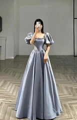 Gray Prom Dresses, Long Prom Dress