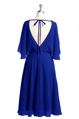 Bridesmaid Dress Formal, Royal Blue Long Sleeve Blouson-Style Bridesmaid Dress