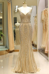 Formal Dresses For Winter Wedding, Mermaid Spaghetti Strap Black Beaded Formal Evening Dress