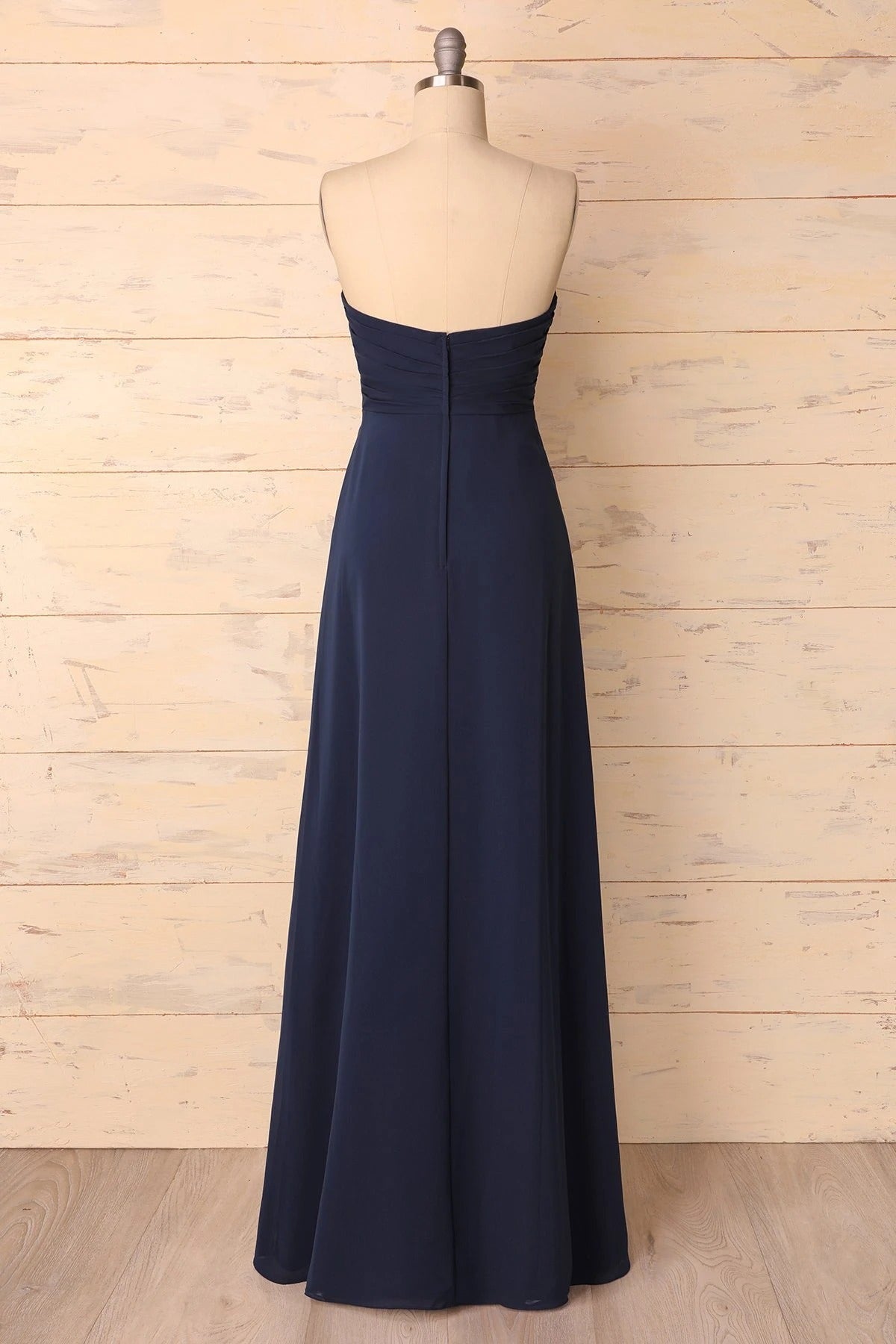 Prom Dresses 2037 Black, Elegant Sweetheart Pleated Navy Blue Bridesmaid Dress