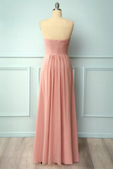 Prom Dress Tight Fitting, Elegant Sweetheart Pleated Blush Bridesmaid Dress