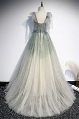 Bridesmaid Dresses Mismatched Winter, Princess Dusty Green Beaded Formal Dress