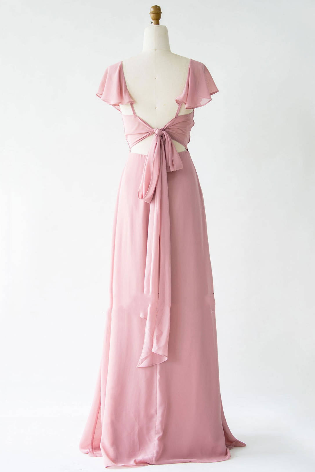 Evening Dresses 13, V-Neck Blush Pink Chiffon Bridesmaid Dress