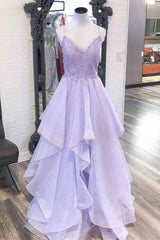 Bridesmaids Dresses Blue, Elegant Light Blue Ruffled Tulle Prom Dress