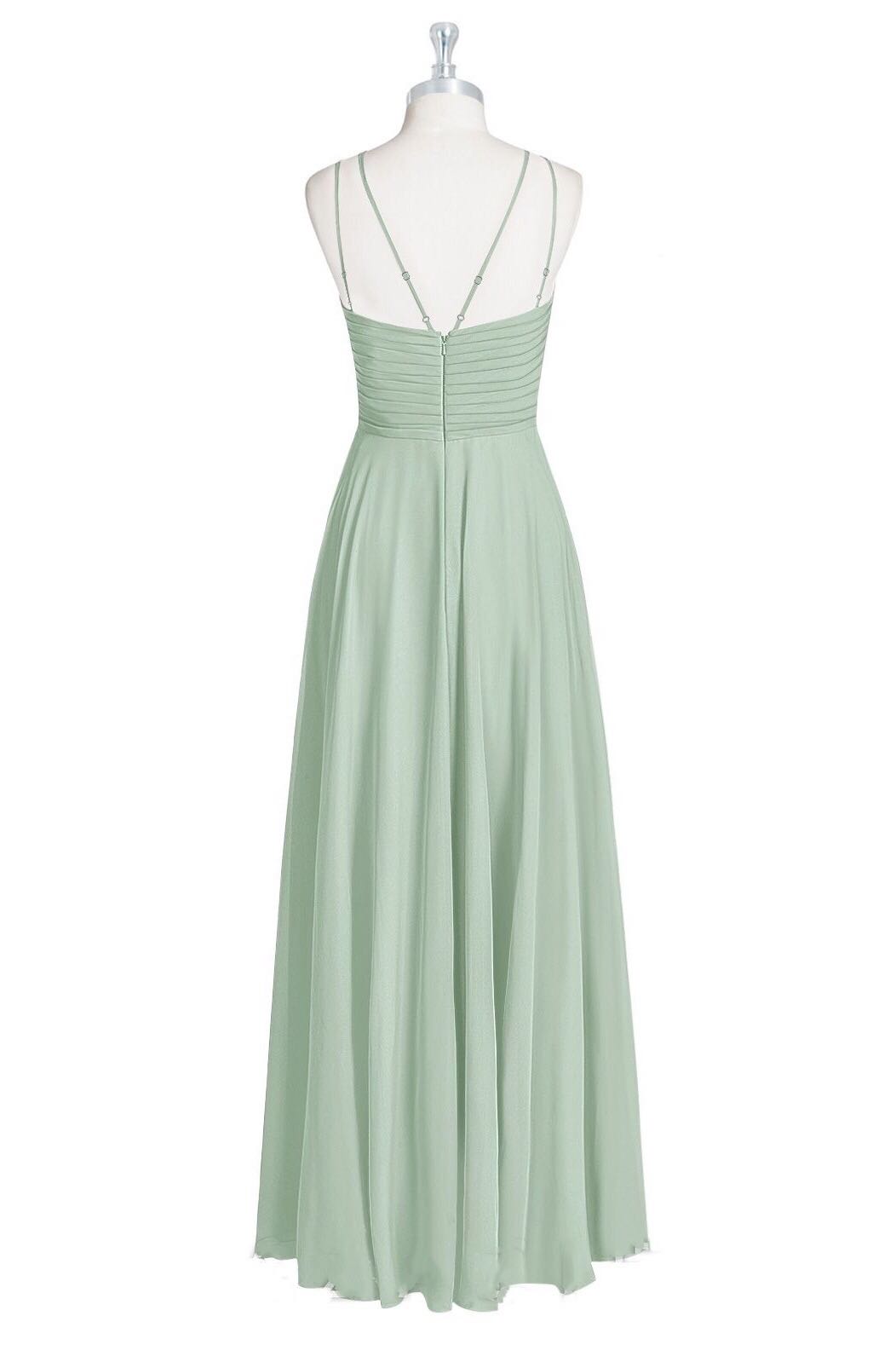 Prom Dress Purple, Sage Green Chiffon Halter A-Line Long Bridesmaid Dress