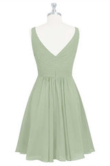 Prom Dresses 2037 Black, Sage Green Chiffon A-Line Short Bridesmaid Dress