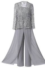 Prom Dress Sales, Mother of the Bride Dress, Lace Chiffon Three-Piece Plus Size Mother of the Bride Pant Suits