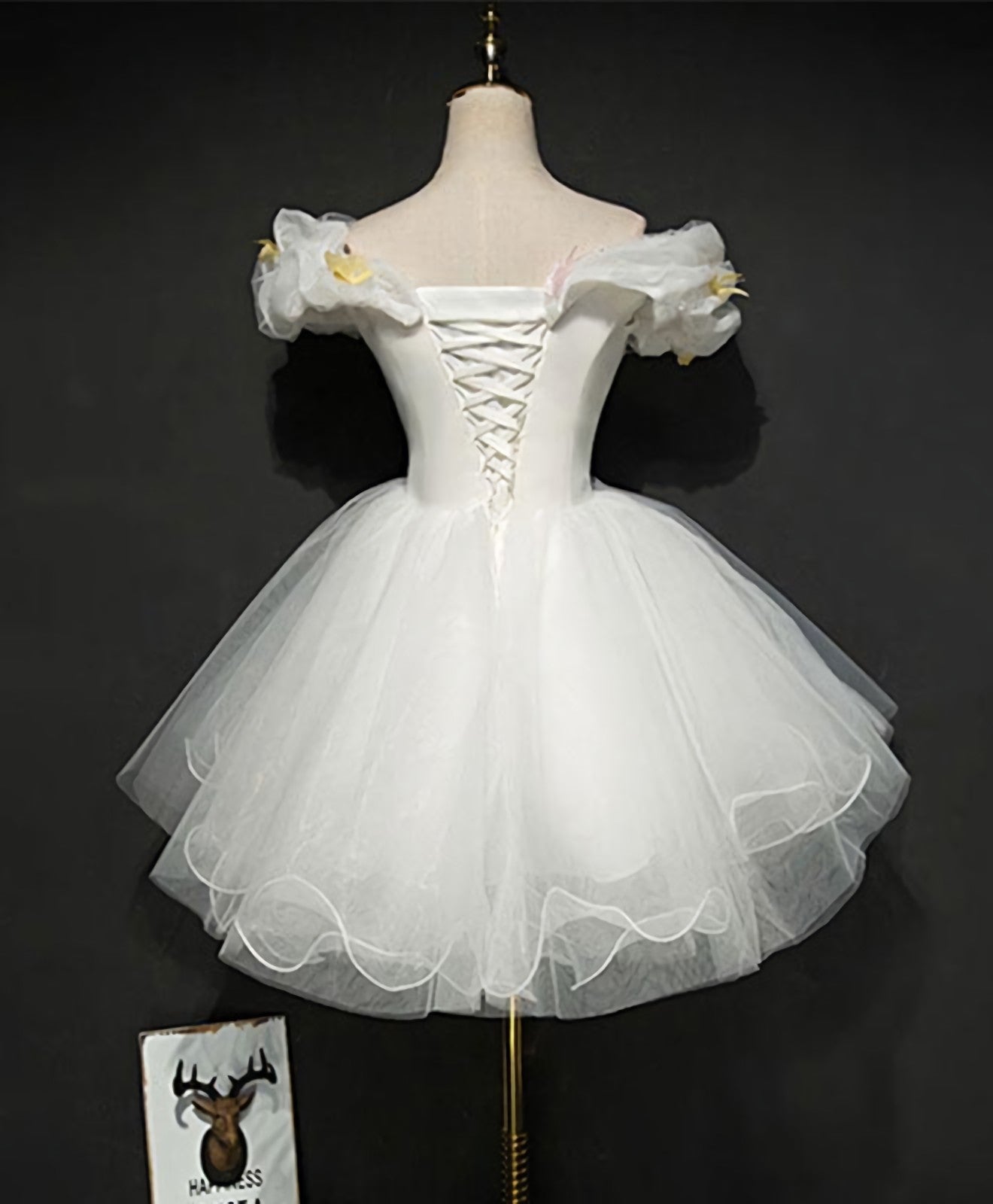 Bridesmaid Dress Designs, Cute White Tulle Short Prom Gown White Homecoming Dress