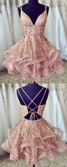Bridesmaids Dresses Colors, pink straps short homecoming dresses prom gown waist with beaded