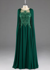 Bridesmaid Dress Gold, Dark Green A-Line Lace Appliques Chiffon Prom Dress