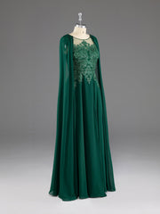 Bridesmaid Dresses Tulle, Dark Green A-Line Lace Appliques Chiffon Prom Dress