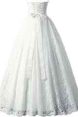 Wedding Dress Long Sleeves, A-line Sweetheart Floor Length Lace Wedding Dresses