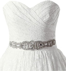 Wedding Dress Long Sleeved, A-line Sweetheart Floor Length Lace Wedding Dresses