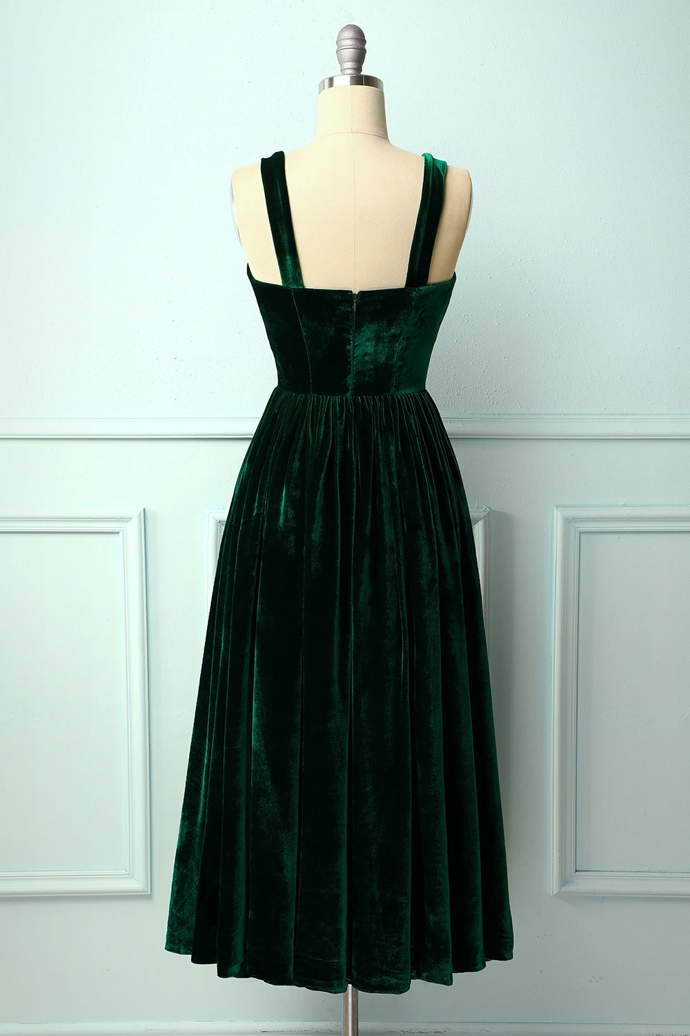 Formal Dresses 2033, Straps Dark Green Velvet Dress