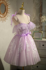Bridesmaid Dress Dark Green, Cute Purple Sleeveless Lace Up Princess Short Homecoming Dresses
