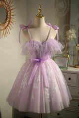 Bridesmaid Dresses Emerald Green, Cute Purple Sleeveless Lace Up Princess Short Homecoming Dresses